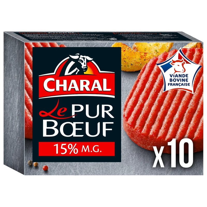 Charal steaks hachés le pur bœuf 15% .g 10*