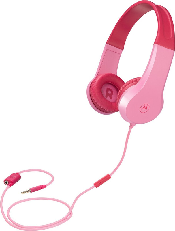 Motorola EDCO Sound JR200 kinder koptelefoon met kabel, ingebouwde microfoon, roze