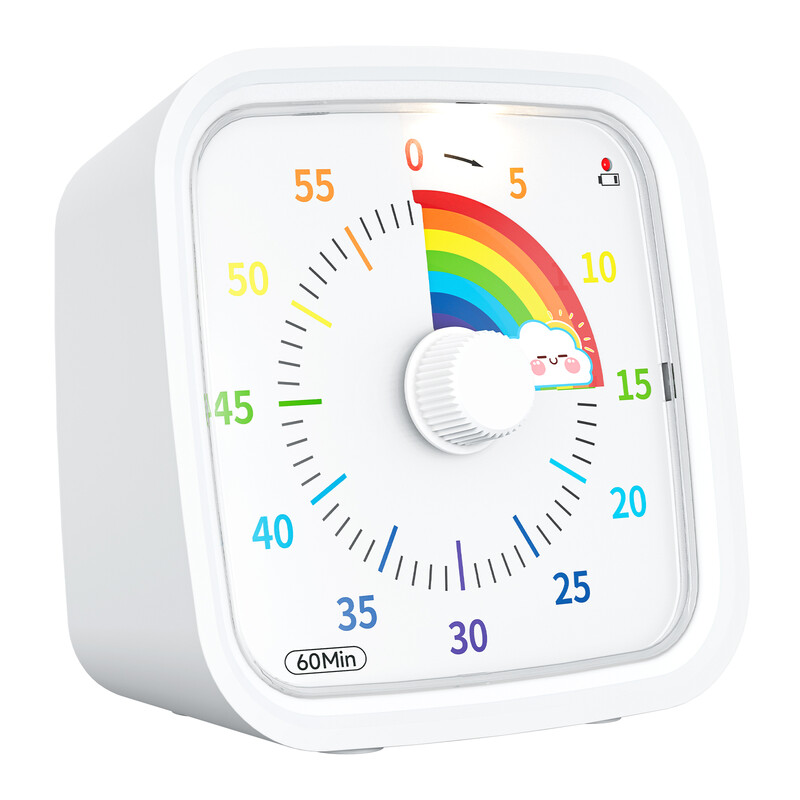 Rainbow Visual Timer with Protective Case, Silent 60-Minute Countdown Timer for Kids