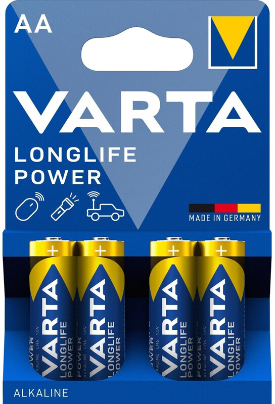 Varta Longlife Power, Einzelhandelsblister (4er-Pack) Batterie Alkaline, Mignon, AA, LR06, 1.5V
