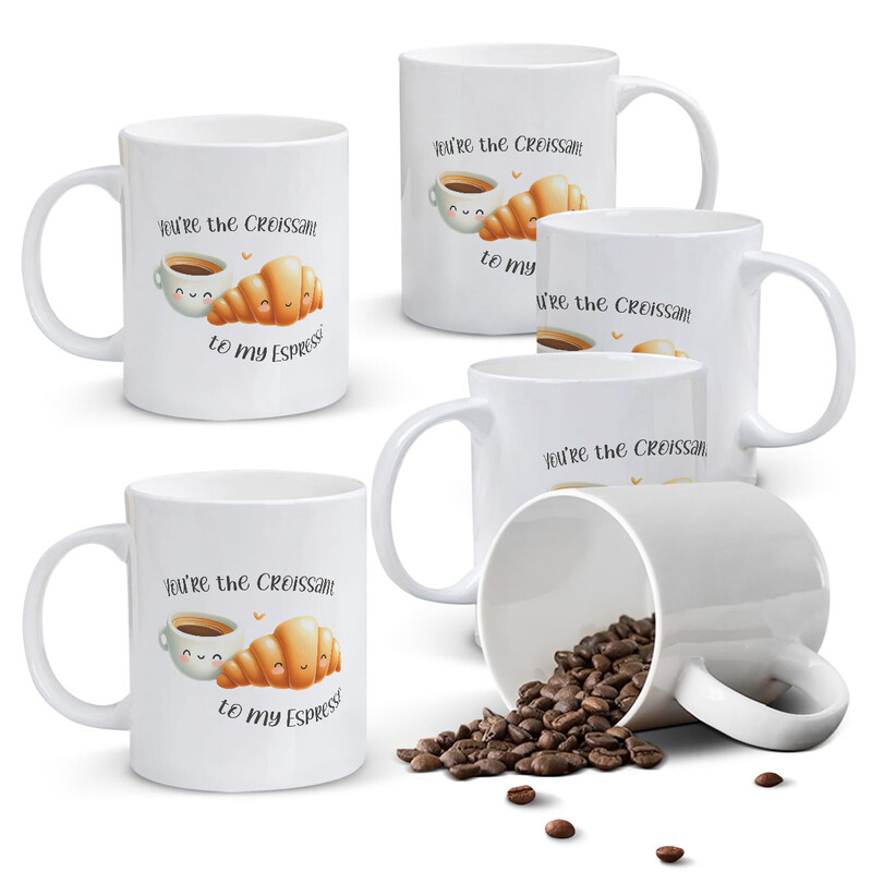 1pc Croissant Espresse Mug, 11oz Ceramic Cup with “You‘re the Croissant to my Espress