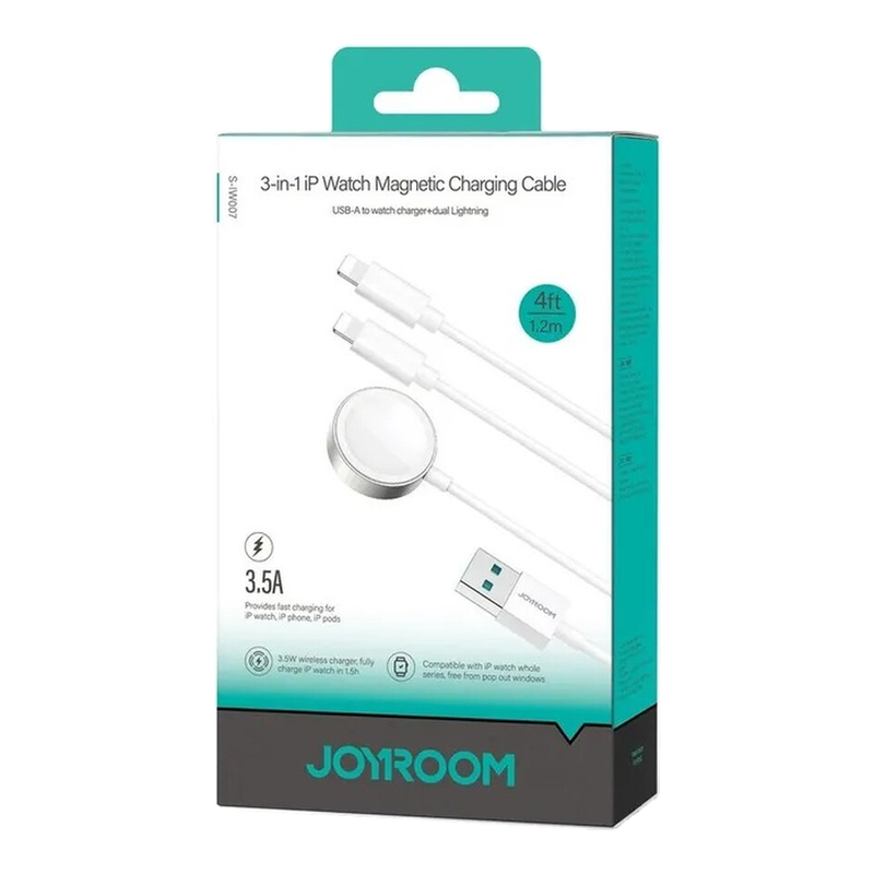 Joyroom S-IW007 3-in-1 USB-A Magnetisches Ladekabel – Lightning 1,2 m – Weiß