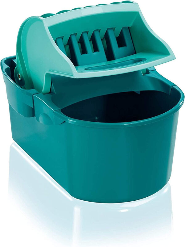LEIFHEIT Profi Compact Mop Press, 8-Liter-Eimer mit Griff zum Auswringen von Mopps ohne nasse Hände, Turquoise Kunststoff