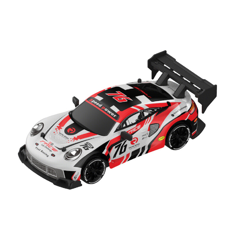 1:24 4WD hoge snelheid RC drift auto, 2,4 G, 25000 RPM motor, verwisselbare driftbanden & LED-verlichting, 50 m bereik indoor competitiespeelgoed voor 8+ jaar, één stuk in rood en wit