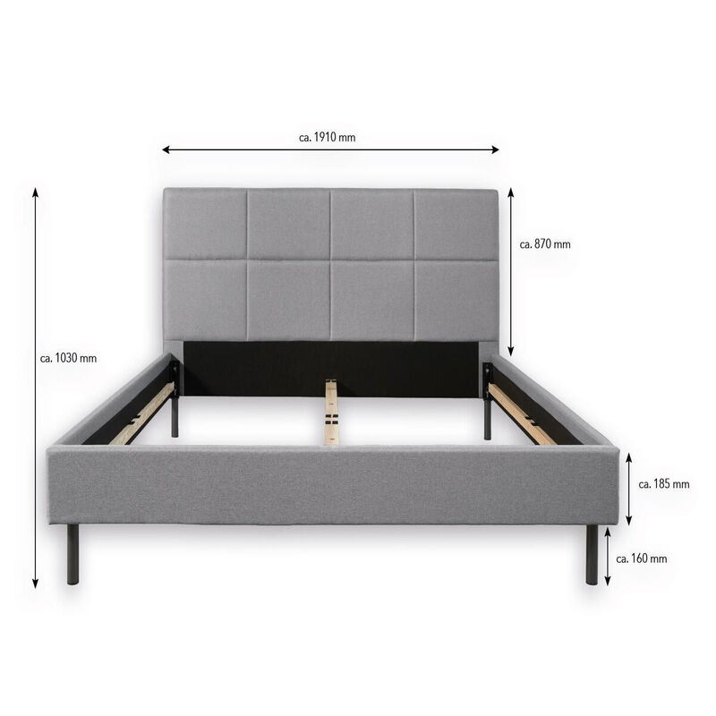 Gestofftes Bett Cove Grau 180x200 Grau