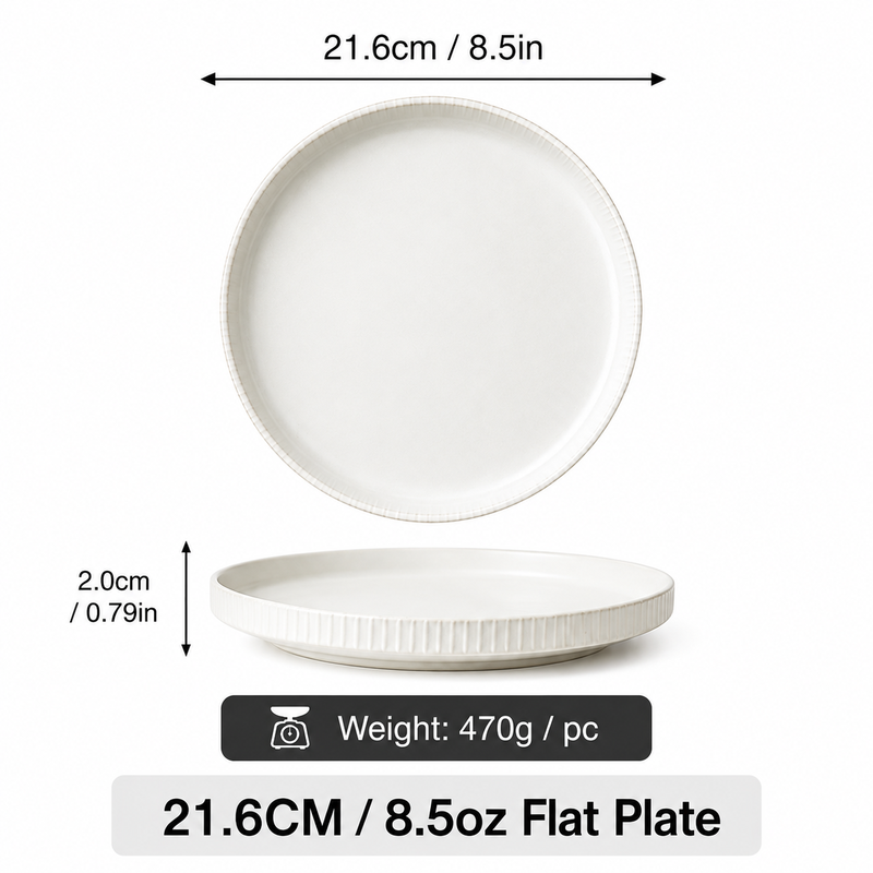 JIWOO 8,5 Zoll elegantes Keramik Servierteller, Mattweiß, 1 Stück