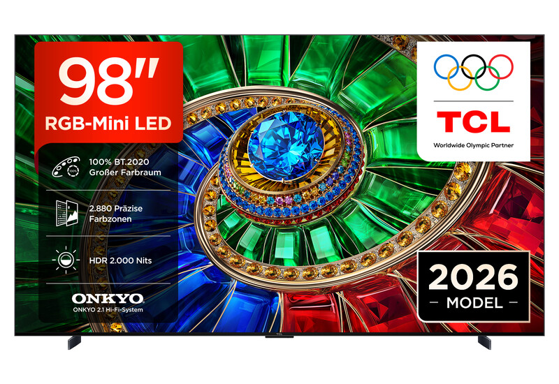 TCL 98RM7L RGB Mini LED 98 Zoll TV, 4K Smart TV, Google TV, HDR10+ | 2160 RGB-Farbbereiche, 2000 Nits Spitzenhelligkeit, Dolby Vision IQ & Atmos, 2.1 Onkyo-Sound, 144 Hz VRR, Apple AirPlay 2