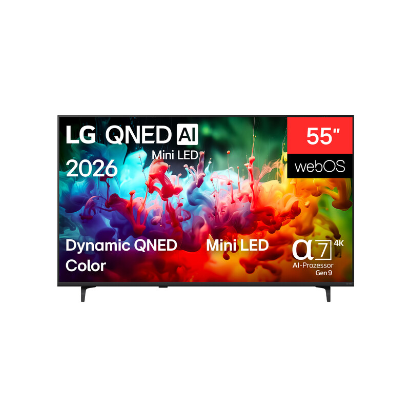 LG 55QNED72B6B 55 Zoll 4K-QNED-Smart-TV – Helle, lebendige Farben für alltägliches Fernsehen, KI-optimiertes Bild und optimierter Klang, flüssige Bewegungen und intelligente Konnektivität