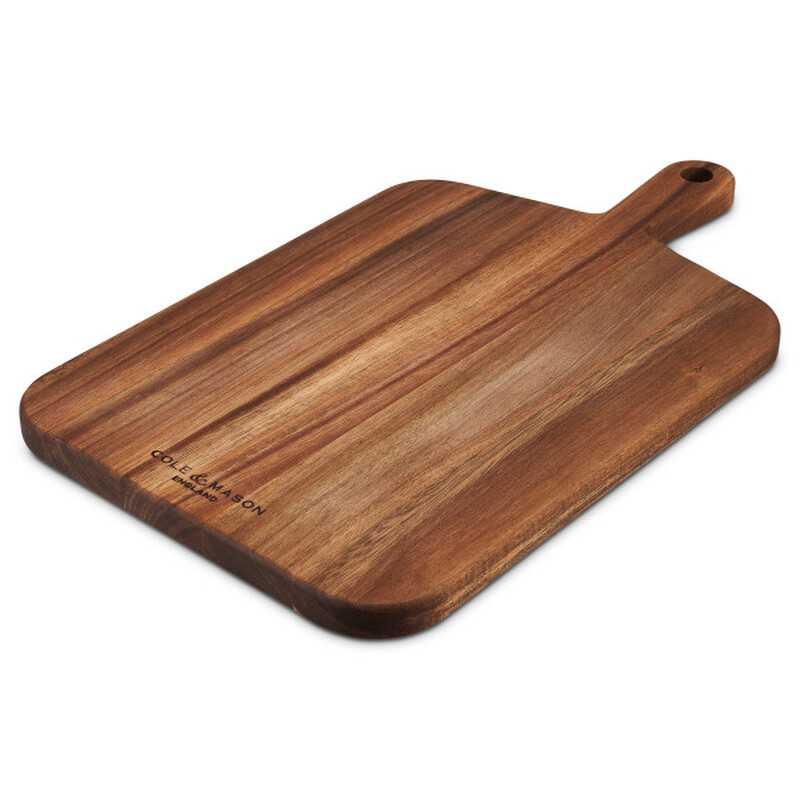 Cole & Mason Barkway Medium Double Sided Wooden Chopping Board With Handle, Acacia Wood