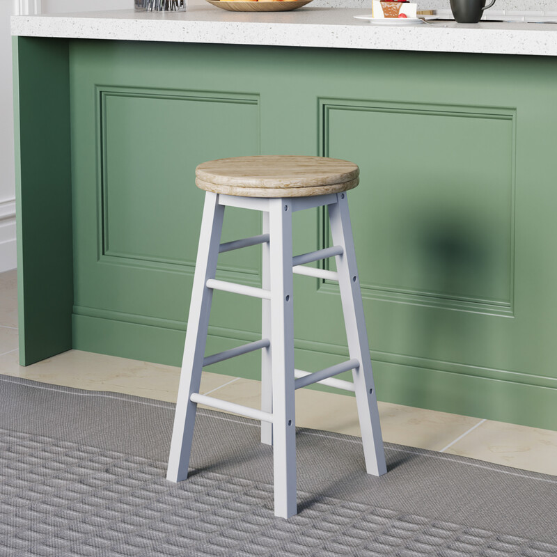 Chef Vida Bar Stool Wooden Swivel White
