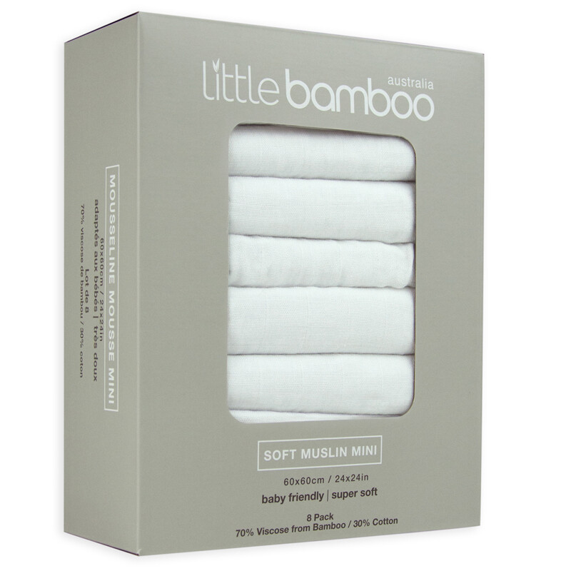 Muslin Squares 8 Pack Natural White