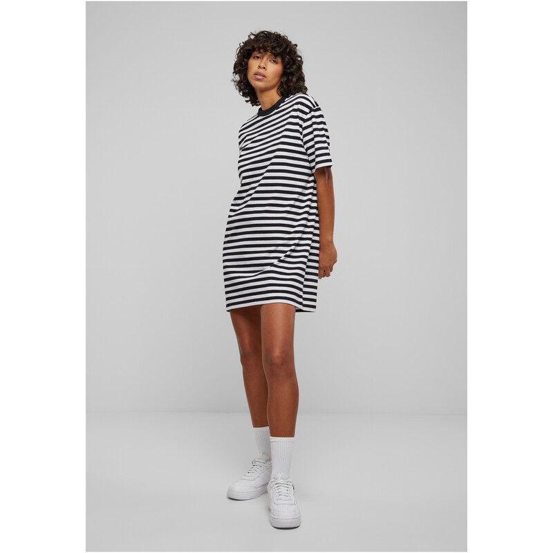 Urban Classics Damen Oversize-Strickkleid weiß/schwarz XS