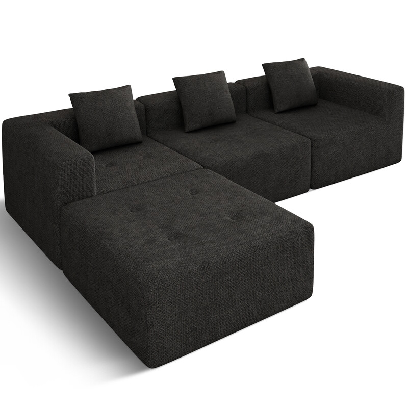 GTIMEX hoekbank met vering die doorzakken tegenhoudt, B: 258,5 cm slaapbank met grote chaise longue & 3 decoratieve kussens, chenille textuur, montage niet nodig, grijs