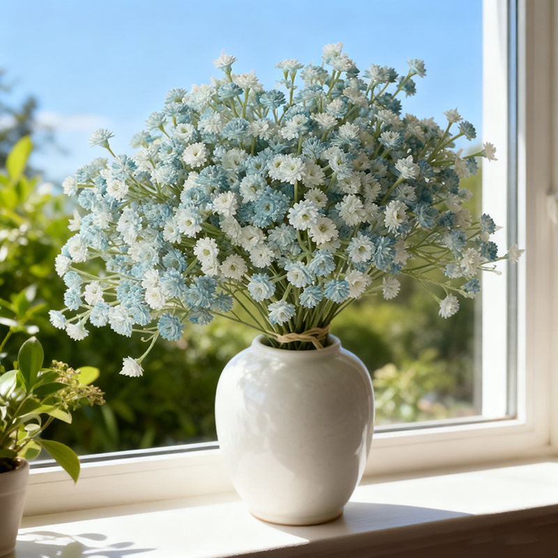 3Pcs 8.7in/22cmArtificial Baby's Breath Flowers, Fake Gypsophila Bouquet Real Touch F