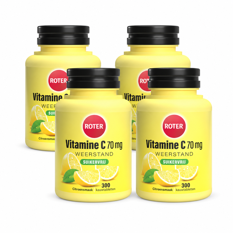 ROTER Vitamine C 70 mg Comprimés à croquer sans sucre – Saveur citron – 4 × 300 comprimés
