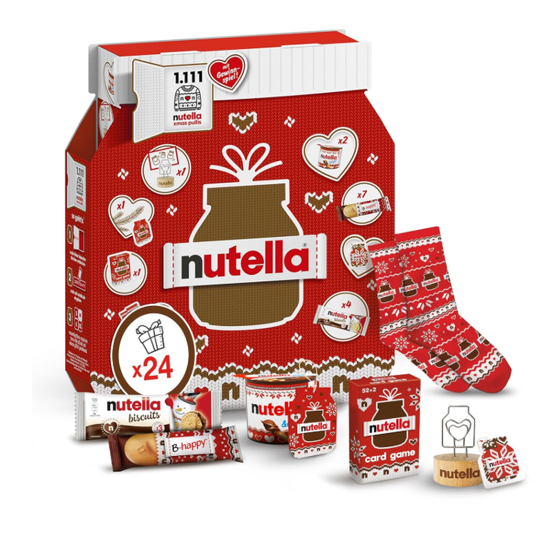 Nutella Adventskalender 2026 mit Socken, Kartenspiel & Fotoständer, 528 g