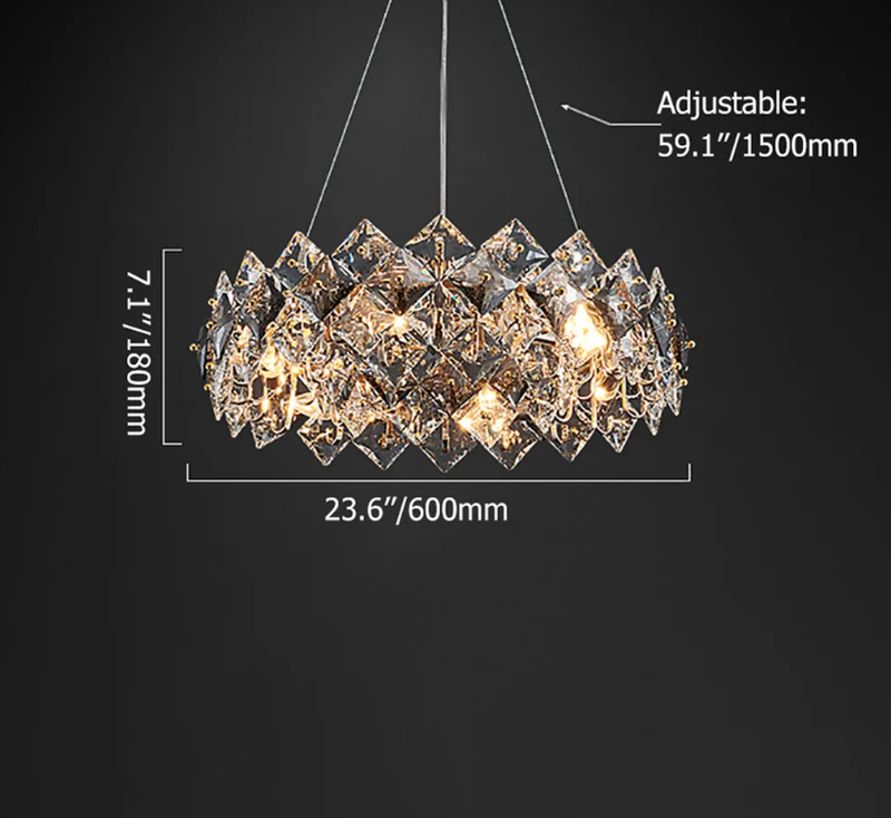 Crystack Modern 6-Light Tiered Crystal Chandelier with Adjustable Cables