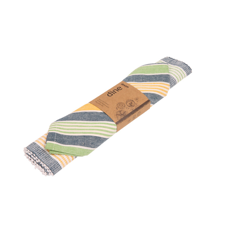 Dexam Placemat&Servetset Sintra Gestreept 100% Katoen Groen/Geel