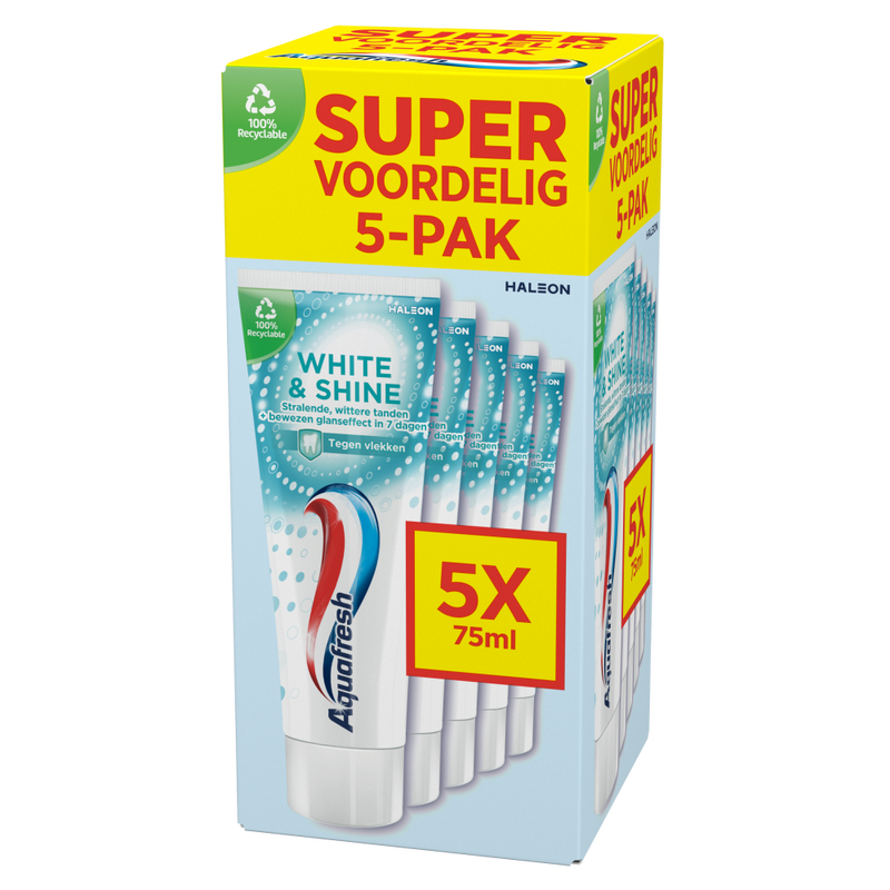 Aquafresh White & Shine tandpasta, 5x75ml