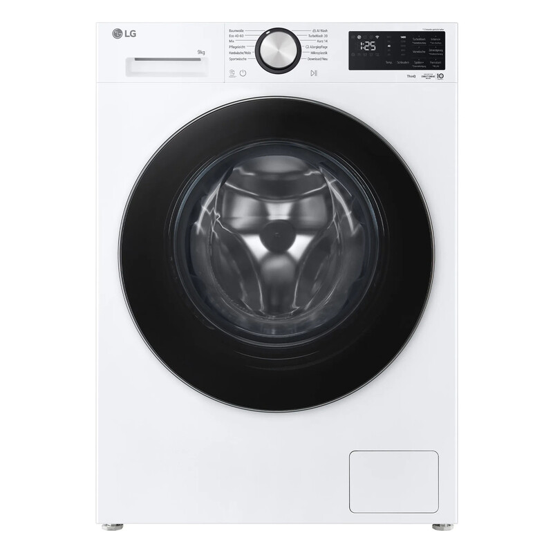 LG Waschmaschine 9 kg A: AI DD TurboWash Steam WLAN - Energieeffiziente Frontlader Waschmaschine (1400 U/min, Weiß)