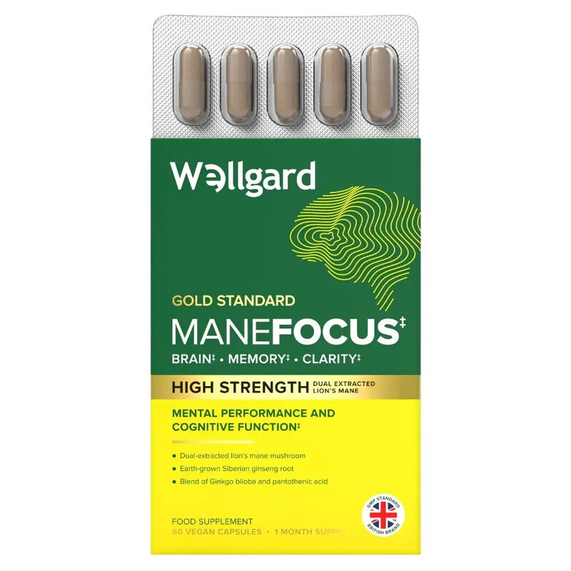 Wellgard Manefocus Brain, Memory & Focus Vegan Capsules - 60 Capsules
