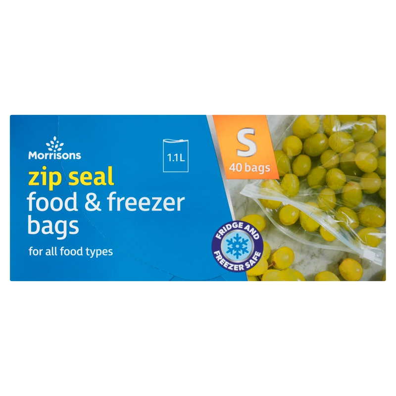 40 Small Zip Seal Food & Freezer Bags 1.1l