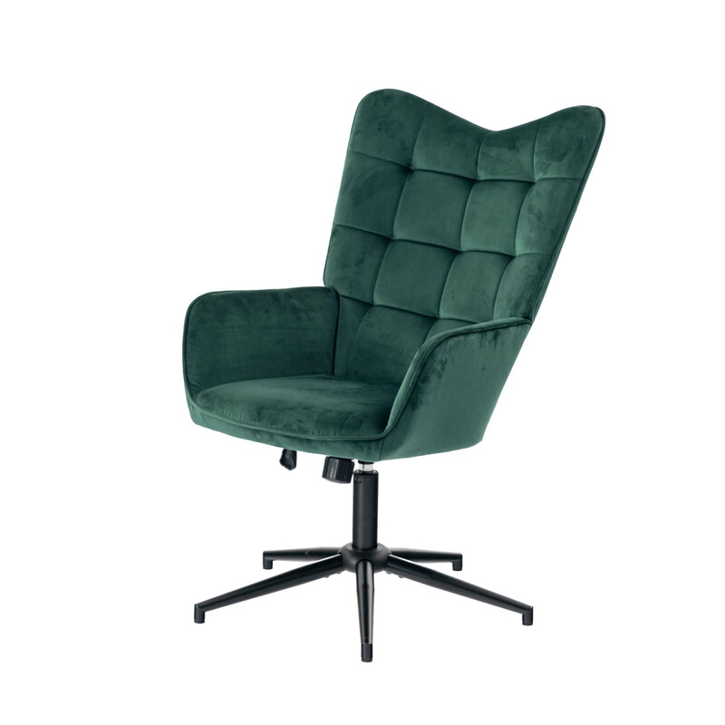 Green Velvet Office Chair with Adjustable Height