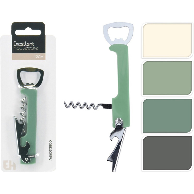 Excellent Houseware Handmatige kurkentrekker – 12 cm, Assortiment kleuren