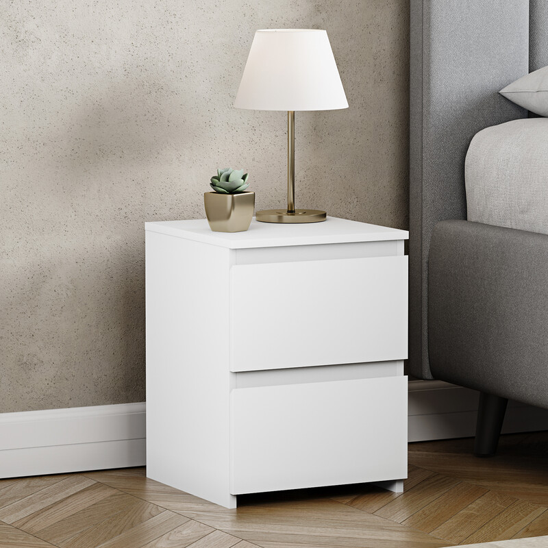 Vida Designs Bedside Table Denver 2 Drawers White