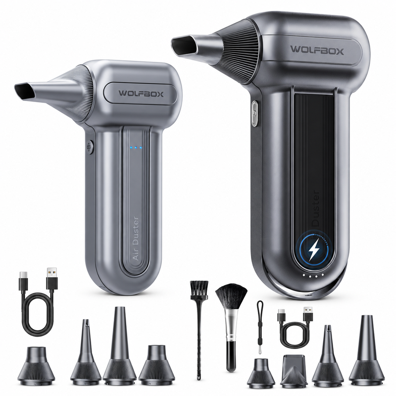 WOLFBOX MF100 & DF60 elektrisches Staubgebläse-Set, 150000 RPM + 110000 RPM kabellose wiederaufladbare Luftgebläse, 3 Geschwindigkeiten, 10 …
