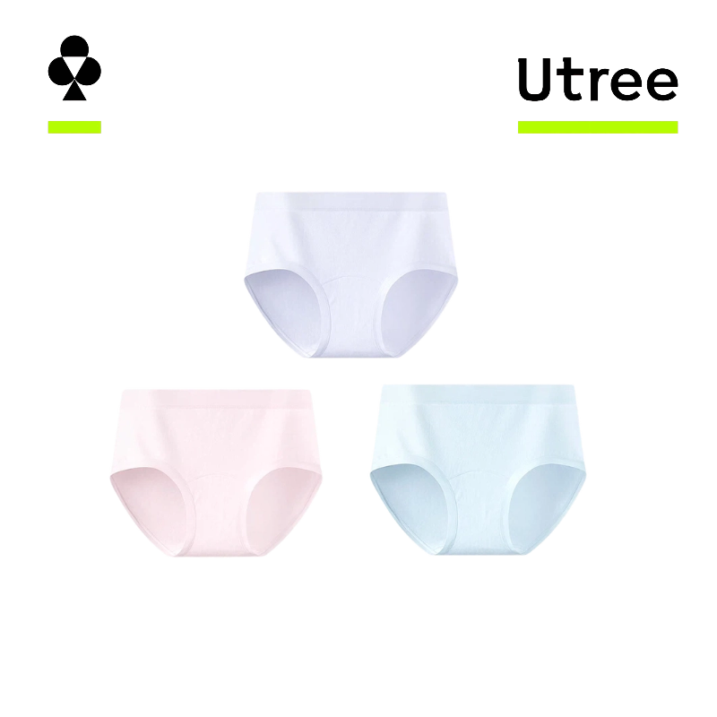 Utree - Damen-Slips aus 100 % Baumwolle, antibakteriell, verlängerte Beinpartie, Modell 2026 - Nude Pink + Nebelviolett + Sauerstoffblau - 165/95 (L)