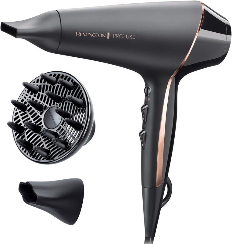 Remington Professioneller Ionen-Haartrockner [2400W, 150km/h, 3 Styling-Aufsätze] Proluxe (OPTIheat-Technologie für langanhaltende …