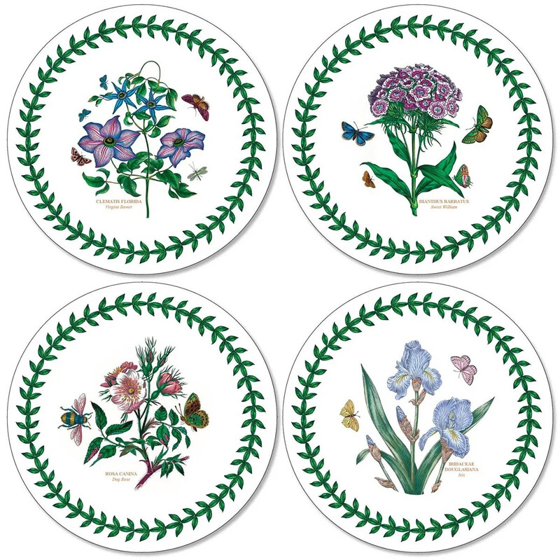 Botanic Garden Set of 4 Round Coasters - Assorted Designs