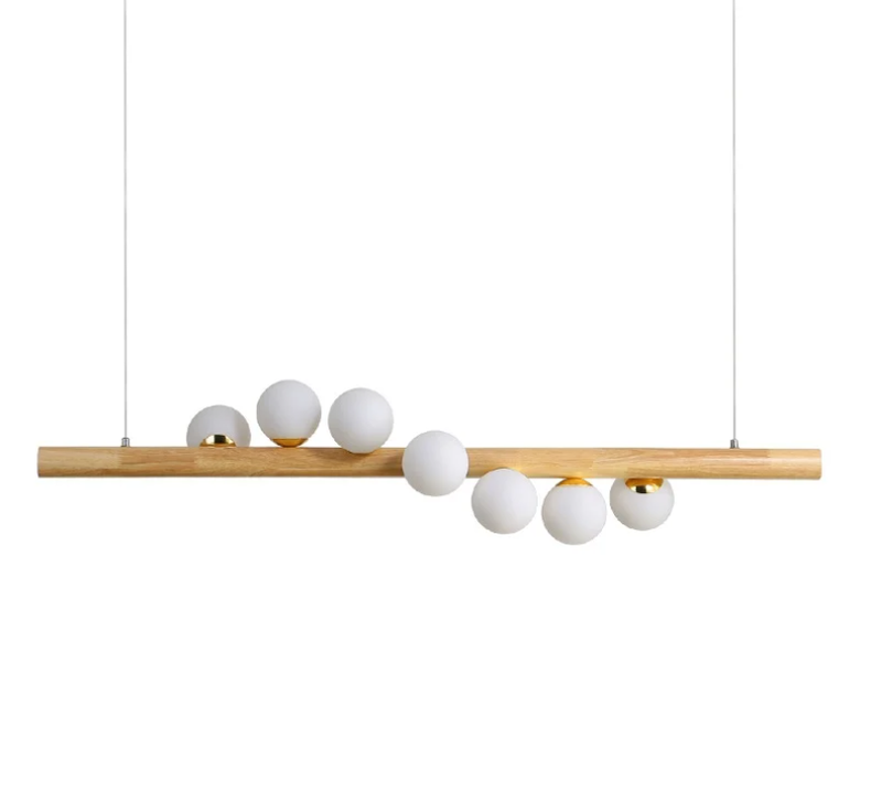 Modern Linear Pendant Light Glass Globe 7-Light Kitchen Island Light