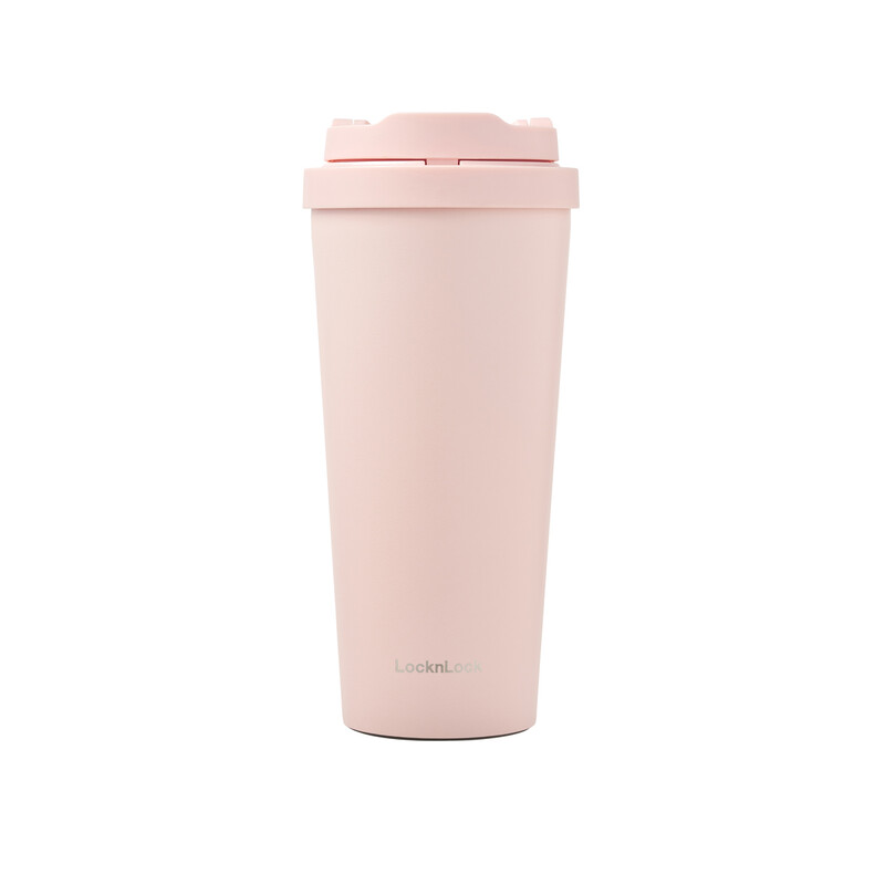 LocknLock Edelstahl-Thermobecher/Trinkbecher, 550 ml, Pink, 304 Edelstahl doppelwandige Vakuumisolierung/4 h heiß/28 h kalt/One-Touch-Deckel mit Sicherheitsverriegelung/rutschfester, geräuschreduzierter Boden/Weite Öffnung/BPA-frei/Nur Handwäsche
