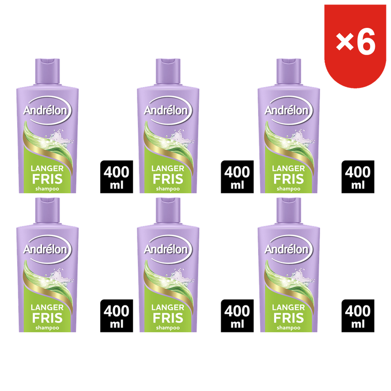 Andrélon Shampooing fraîcheur longue durée - 400 ml (Lot de 6)