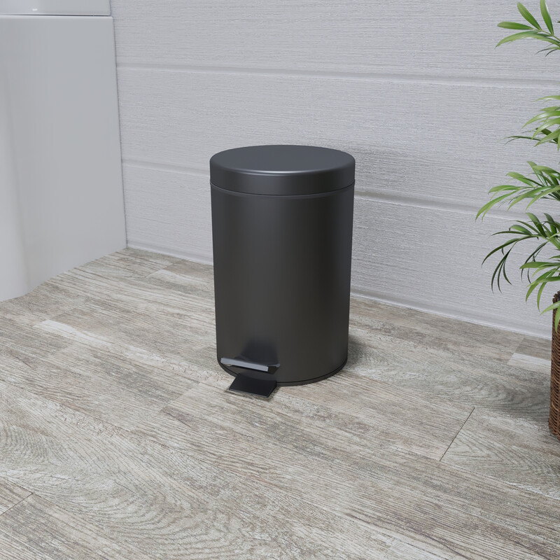 Soft Close Bathroom Bin 3L - Matte Black