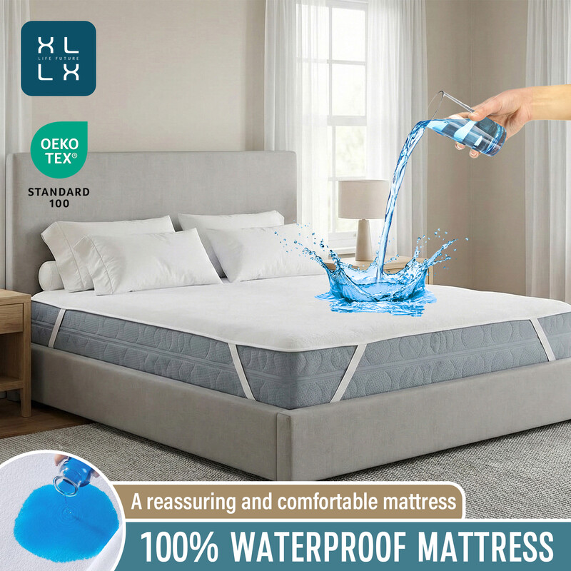 XLLX Wasserdichter Matratzenschoner, Atmungsaktiver Matratzentopper, Rutschfest mit 4 Eckgummis, Fleckenabwehr, Waschbar, Knitterfrei, 100 % Mikrofaser, Weiß, 135 x 200 cm