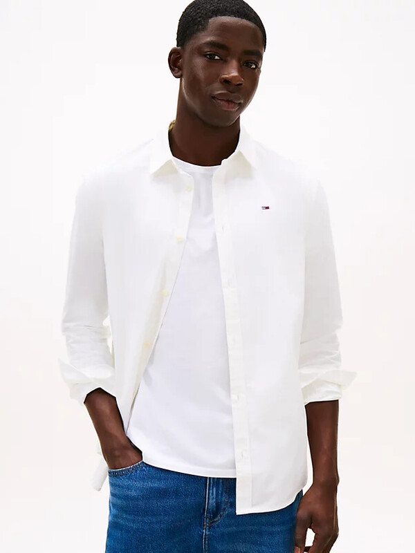 Tommy Hilfiger TJM Original stretchshirt voor heren - klassiek wit - XS