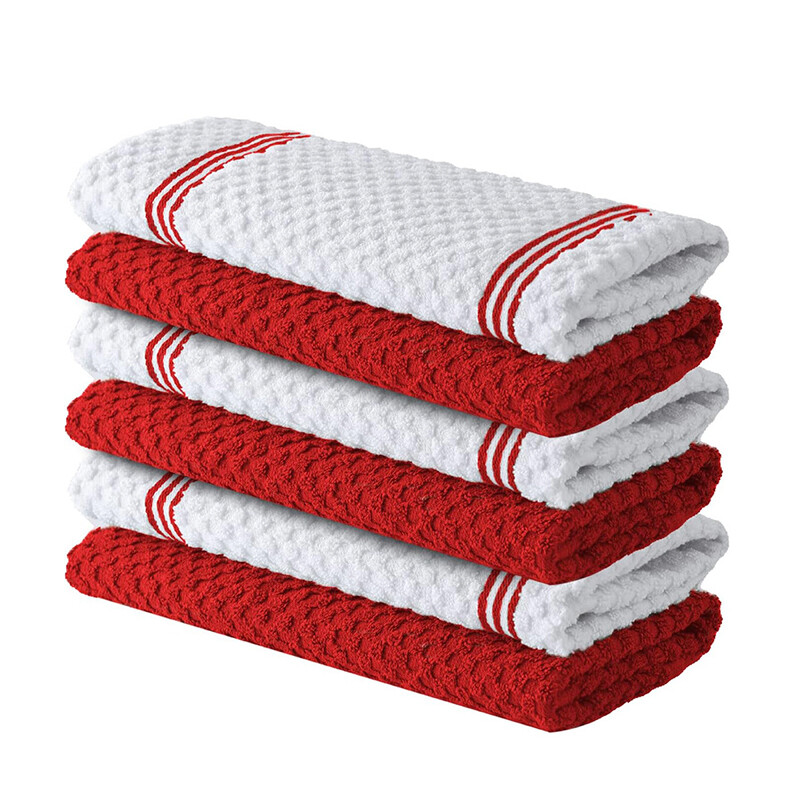 6-Pack Red Kitchen Towels, Soft & Durable, Easy to Clean, Lint-Free, 40x66cm