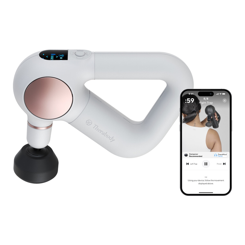 Therabody White Theragun Sense (1St Generation) Massage Gun With Travel Case, 5 Speeds, 4 Attachments, Visual Guidance, Quitest Operation, App Connectivity,