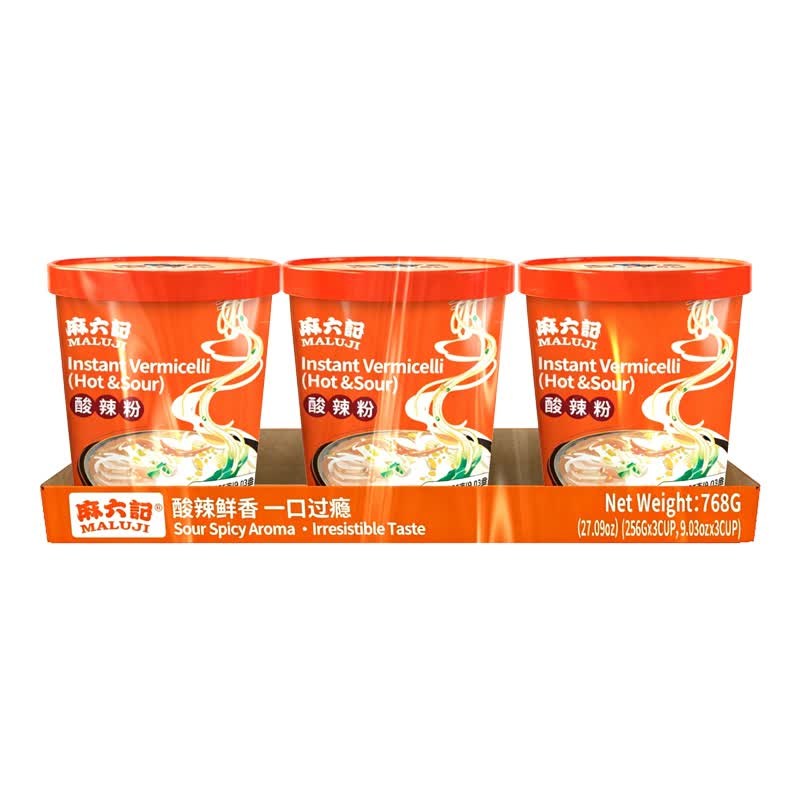 Ma Liu Ji scharf and Sour Fadennudeln 3-Becher Packung 768g
