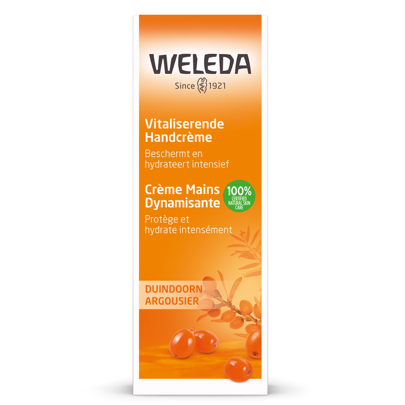 Weleda Duindoorn vitaliserende handcrème - grapefruit & mandarijn - verzorgt & beschermt tegen vochtverlies - beschermt & hydrateert de huid - 100% natuurlijke ingrediënten - 50 ml