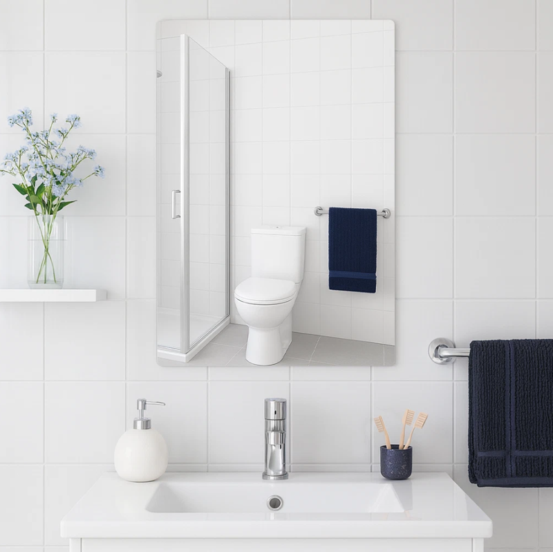 Harbour Housewares Unisex Silver Self Adhesive Glass Wall Mirror - 30 X 40Cm In | Size: 30 X 40 Cm - Image 6