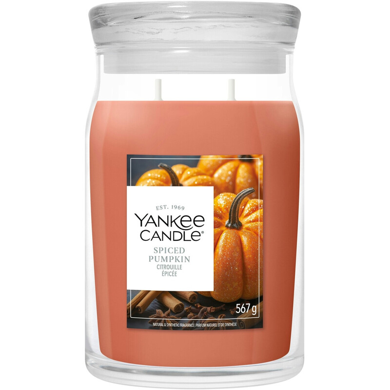 Yankee Candle | Duftkerze im großen Glas mit dem Aroma "Spiced Pumpkin" für herrliche Herbststimmung