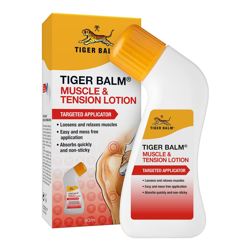 Tiger Balm Muscle & Tension Lotion with No Mess Applicator, 80ml