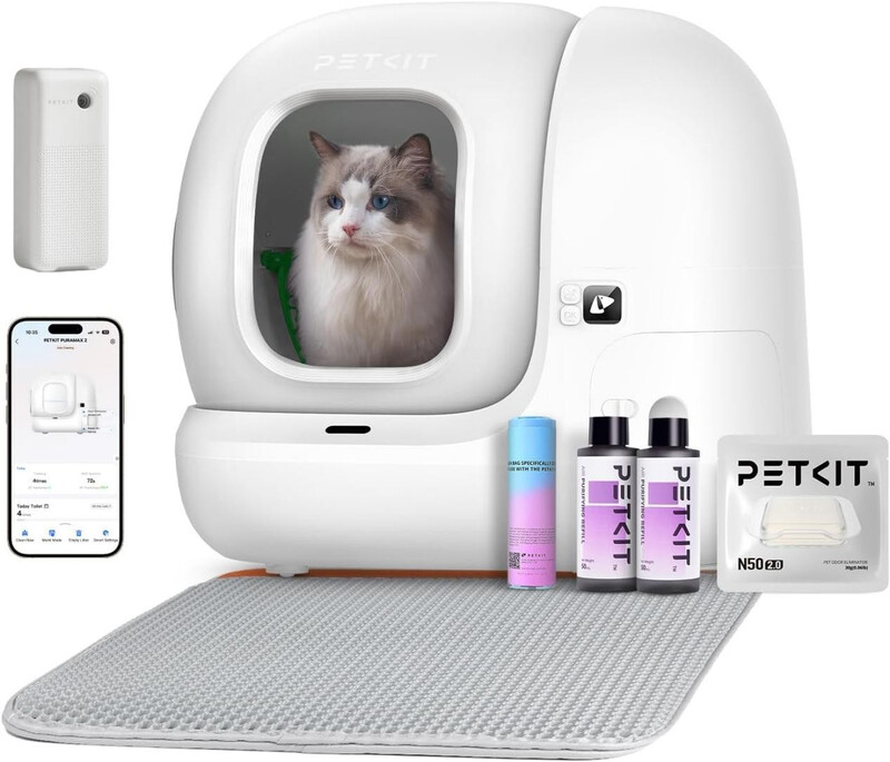PETKIT Pura Max 2 Selbstreinigende Katzentoilette, 76 L Katzentoilette, Selbstreinigend, xSecure, Geruchsentfernung, App-Steuerung, Große Kapazität, Automatische Katzentoilette für mehrere Katzen