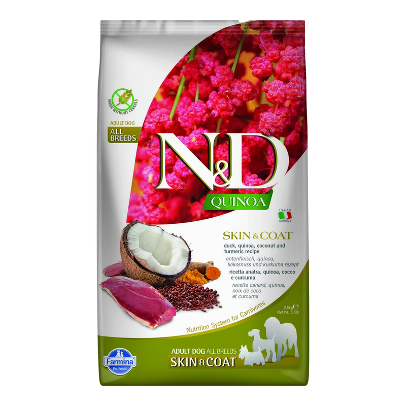 Farmina Quinoa Coat Formula (Ente, Quinoa, Kokosnuss und Kurkuma) Adult Hundefutter 2,5 kg