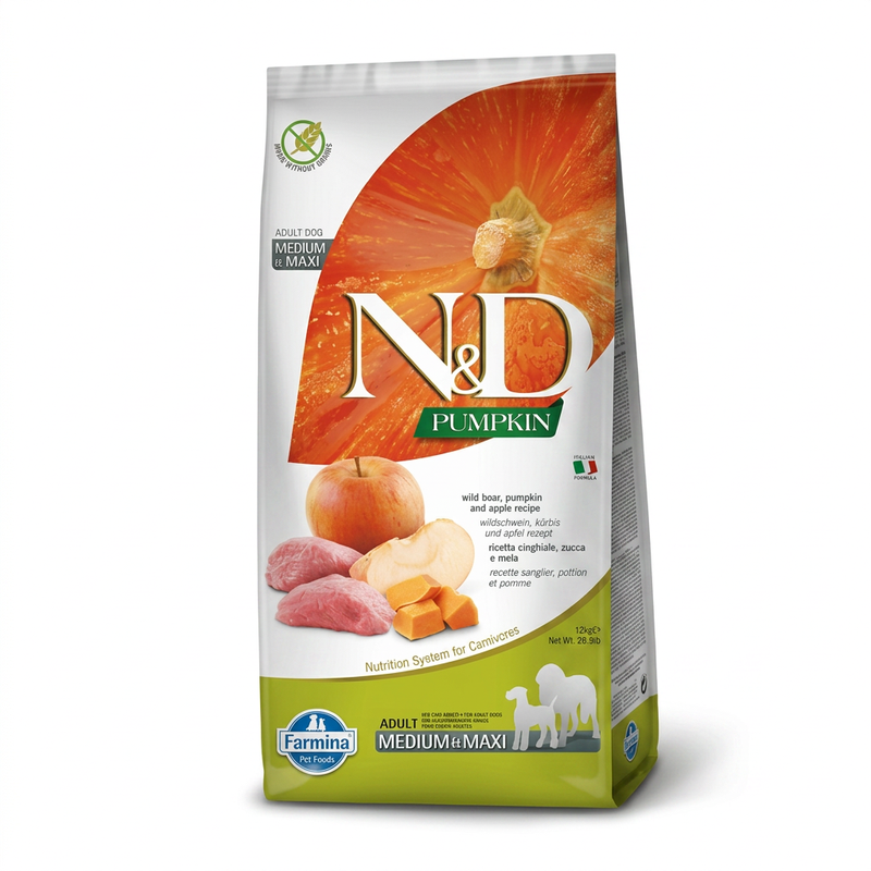 Farmina N&D pompoen wild zwijn volwassen Medi/Maxi 12 kg