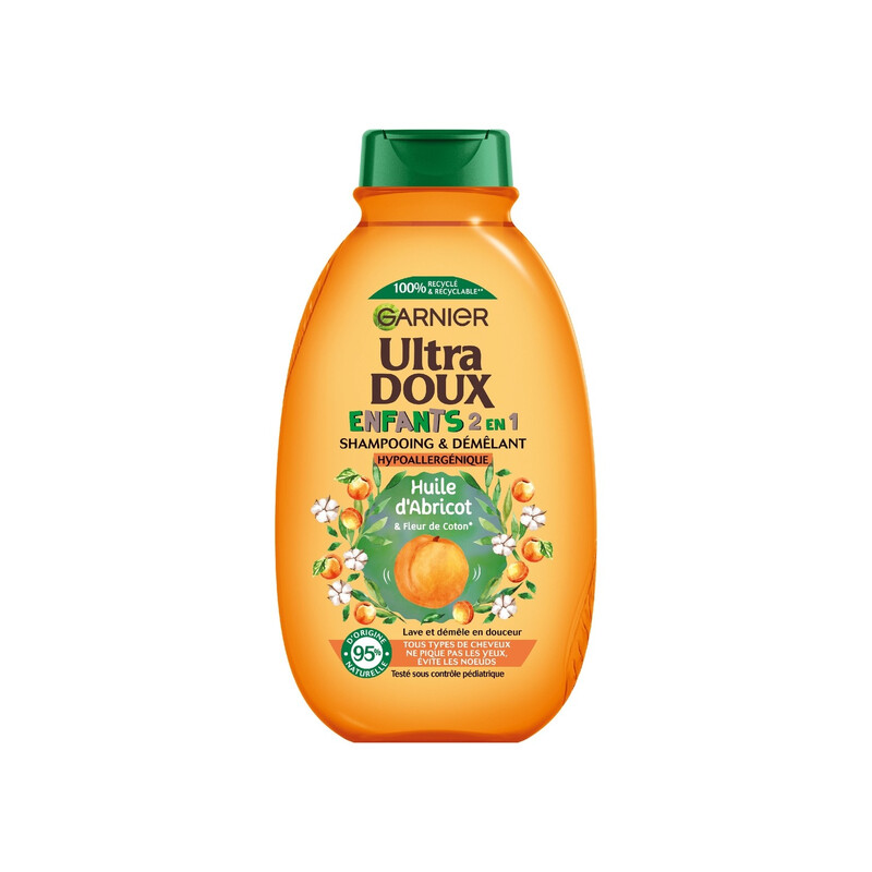Shampoing Enfant 2en1 Démêlant 2en1 Et Fleur De Coton Ultra Doux Garnier Le Flacon De 300ml - vue 1